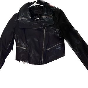BCBG Maxazira cropped leather jacket